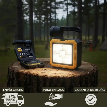 Kit 3 en 1 - Herramientas + Linterna LED + Cargador portátil con carga Solar